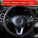 Black+Red Microfiber Leather Car Steering Wheel Protect Sale Cover 38cm K3C7