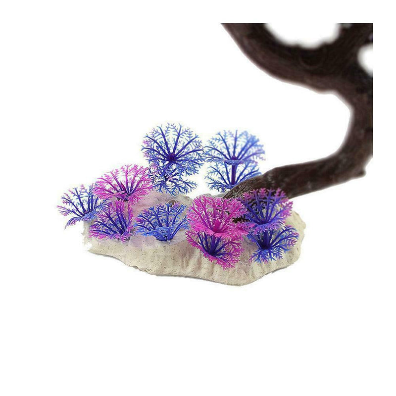Aquarium Large Artificial Ornament Fish Tank Pink Tree Grass Plastic Plant R0H5