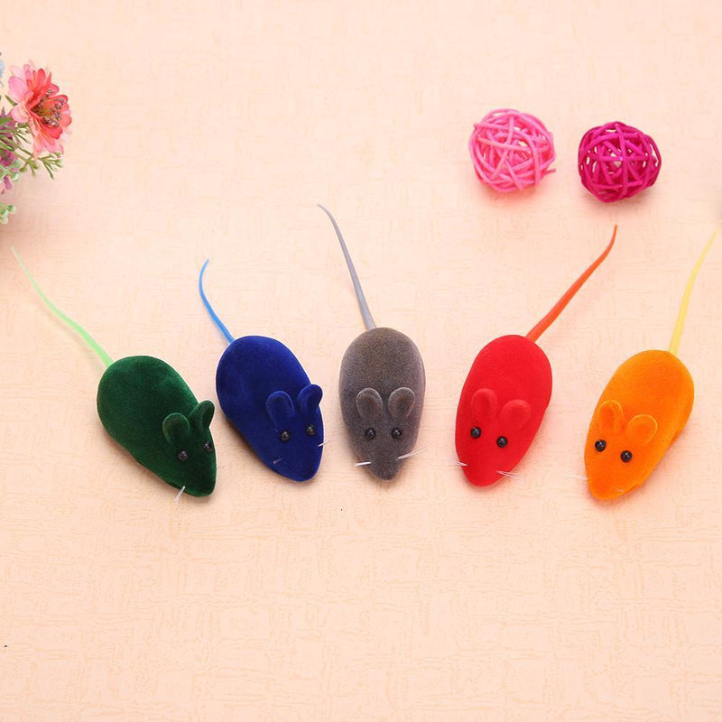 20pcs Flocking Mouse Shape Cat Toys Sound False Rat Pet Kitten Plaything