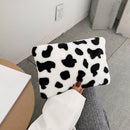 Fashion Cow Zebra Pattern Plush Purses Card Holder Wallet Women Clutches Handbag