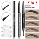 5 Colors Refill Lead Brow Tattoo Pen 3 Pcs Eyebrow Stencils Automatic Rotate
