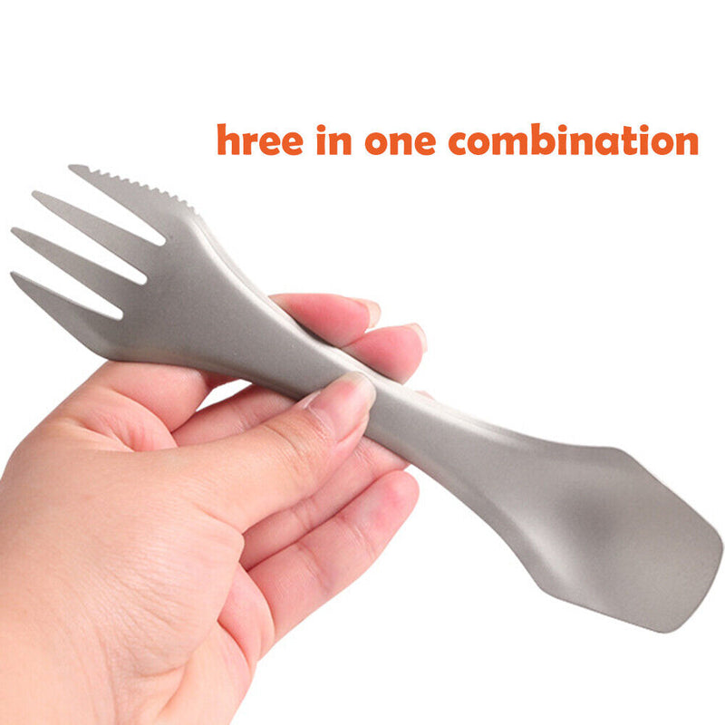 SUNDICK 3 in 1 Outdoor Camp Picnic Spoon Fork Titanium Kitchen Tableware Cutlery