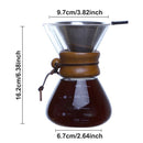 Stainless Steel 400ML Glass Coffee Kettle Filter Dripper Brewer Pot Pour Over