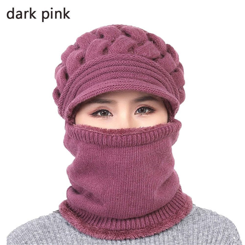 Windproof Plus Thickening Winter Hat Balaclava Beanies Scarf Cap Woolen Hat