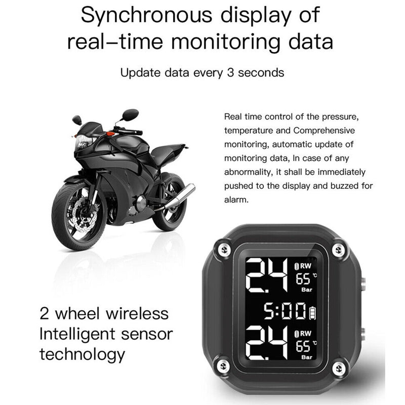 M5 Motorcycle TPMS Tyre Sensor Wireless Motorbike Tire Pressure Monitor System