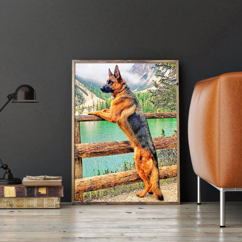 Coloring DIY Digital Oil Painting Dog See the Scenery No Frame Picture By N