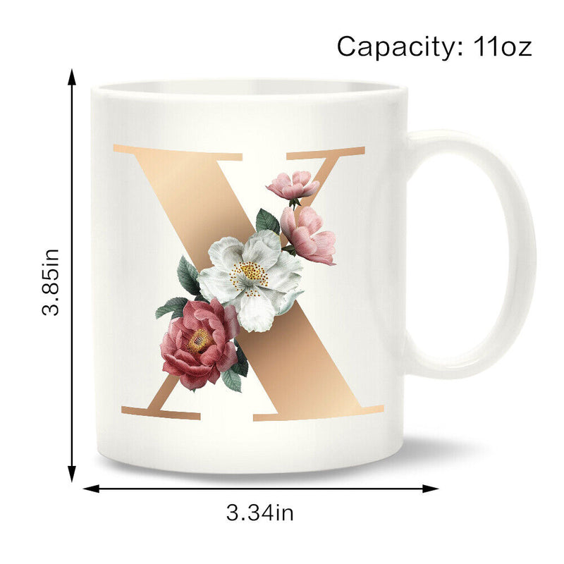 Unique Creative Ceramic Coffee Mugs with Alphabet X for Home Office Decors