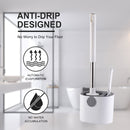 Toilet Brush & Holder Bathroom Toilet Brush Set Non-Slip Handle (Grey) Newly