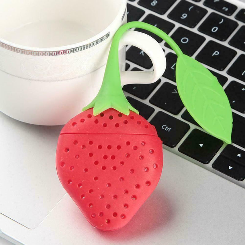 Strawberry Shape Silicone Leaf Loose Tea Infuser Filter Ball Strainer G5N2