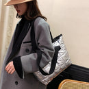 Female Quilted Cotton Padded Armpit Bag Large Capacity Lattice Tote Shoulder Bag