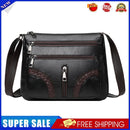 Women Braided PU Shoulder Messenger Bag Multi-pocket Solid Handbag (Black)