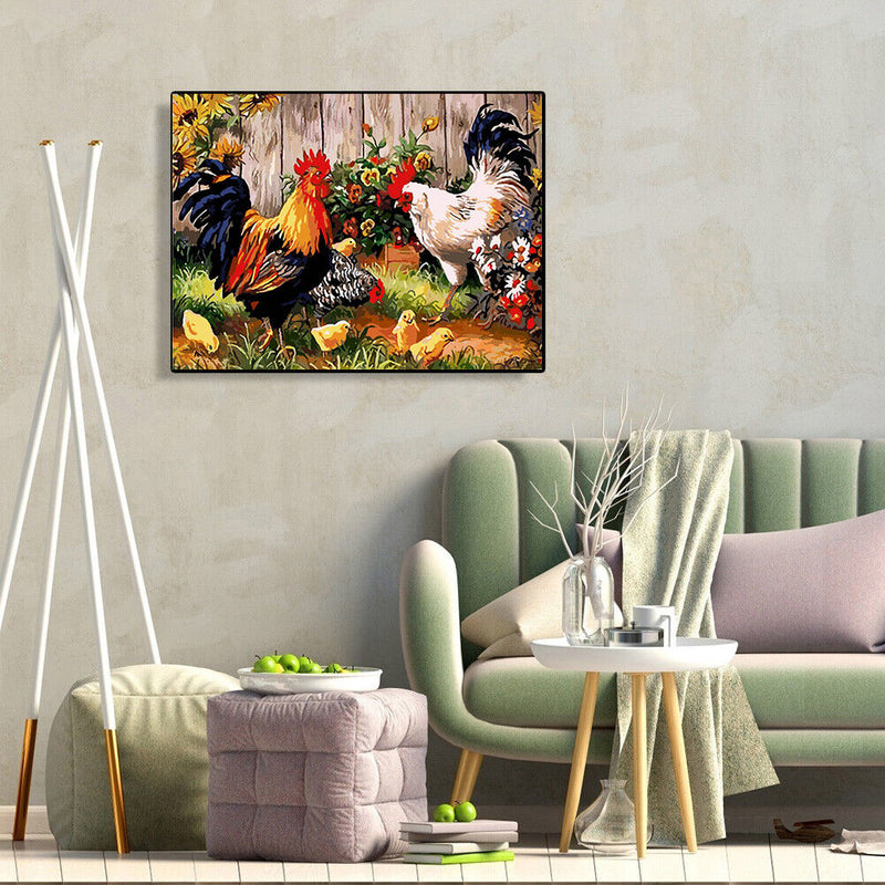 Yard Chicken Partial Oil Paint By Numbers DIY Handpainted Home Decoration Gifts