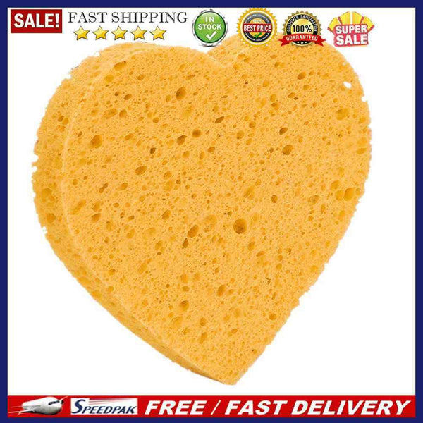 Heart Shaped Wood Pulp Cotton Face Wash Cleansing Sponge Soft Cosmetic Puff