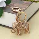 Popular Inlaid Color Cast Elephant Keychain Ladies Bag Pendant(Champagne)