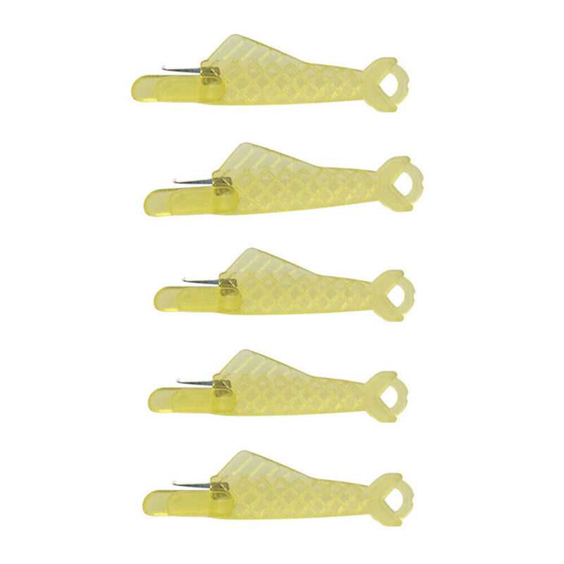 3pcs Fish Type Auto Needle Threader Plastic Quick Needle Inserter (Yellow)