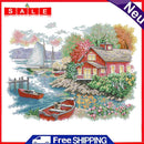 Partial Embroidery Scene 2-Beach 14CT Printed Fabric Cross Stitch Needlework