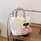 Women Soft Plush Female Cute Shopping Bags Cherry Bags Handbags Totes