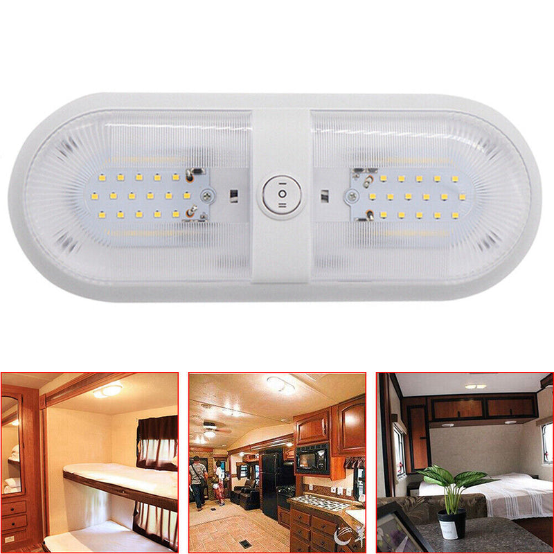 10-24V DC 48 LED RV Ceiling Light with Rocker Switch for Camper Yacht Motorhome