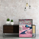 Frameless Oil Paint By Numbers Pink Village DIY Canvas Picture Craft Kit