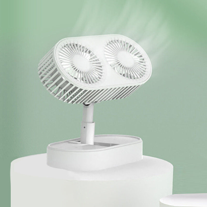 Telescopic Folding Fan Silent Summer Student Desktop Cooling Fan (White)