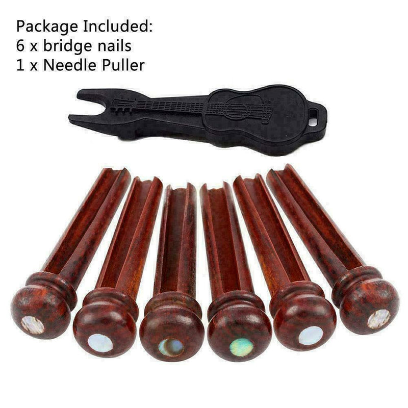 1 Set Acoustic Guitar Wood Bridge Pins Inlaid with T5E3 H3R8 Dot Abalone F8V4