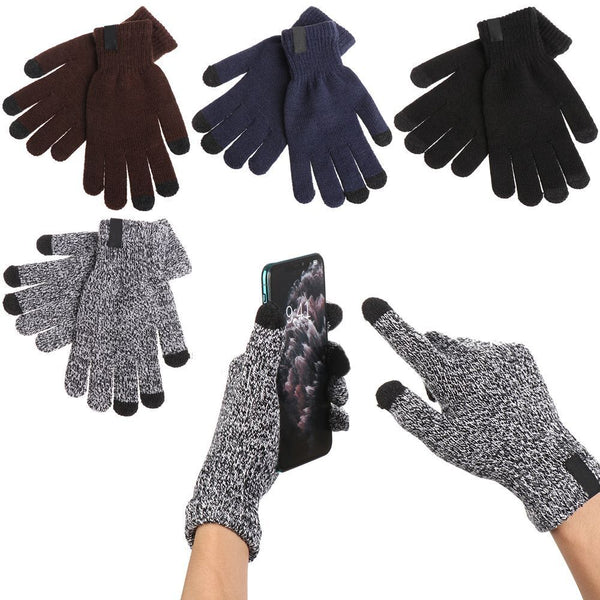Women Thick Plush Knitted Wool Mitts Full Finger Mittens Sport Cycling Gloves
