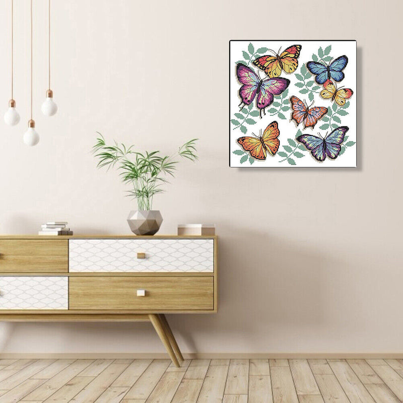 Partial Cross Stitch 14CT Colorful Butterflies Counted DIY Animal Embroidery Art