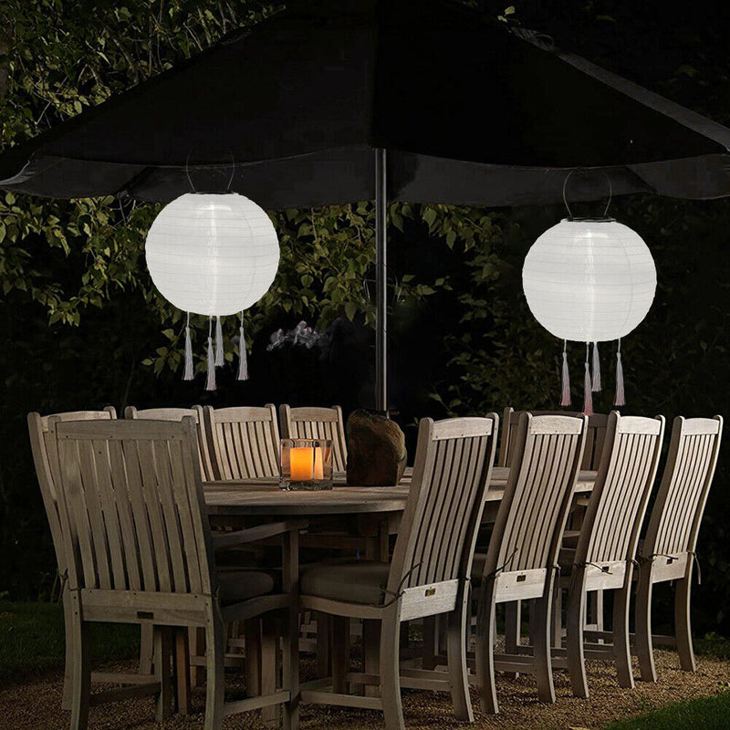 LED Solar Nylon Lantern Lamp Waterproof Outdoor Hanging Lights Festival Decor