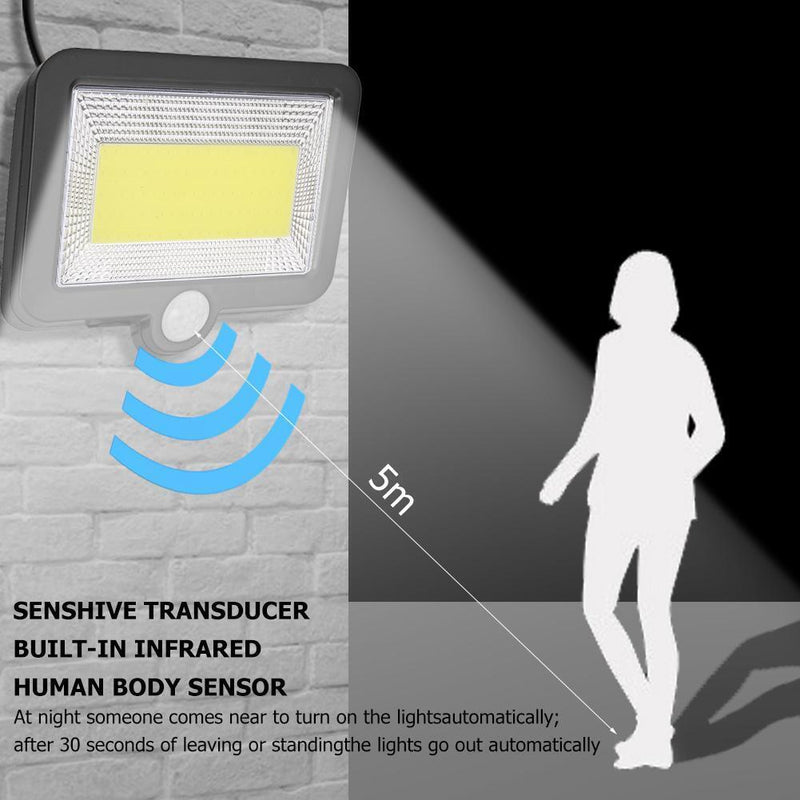 Solar COB LED Light Waterproof Outdoor Courtyard PIR Motion Sensor Spotlight