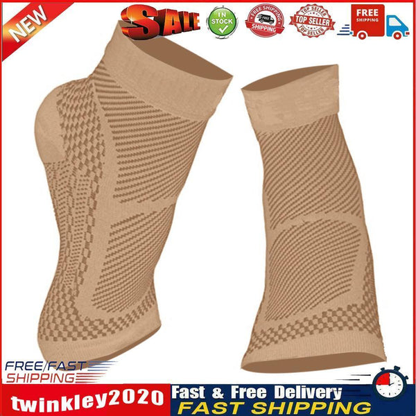 2pcs Sport Ankle Compression Sleeve Elastic Ankle Brace Guard (Nude S/M) Newly