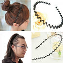 Men Women Black Fashion Sports Hoop Hairband Metal Wavy Headband