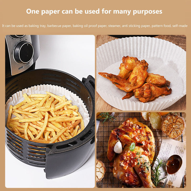 100pcs Air Fryer Steamer Paper Liners Baking Oil Paper Mat (White 20x4.5cm)