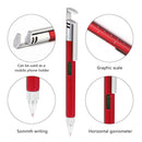 Multi-function Ballpoint Pen Phone Bracket Screwdriver Level Ruler (Red)