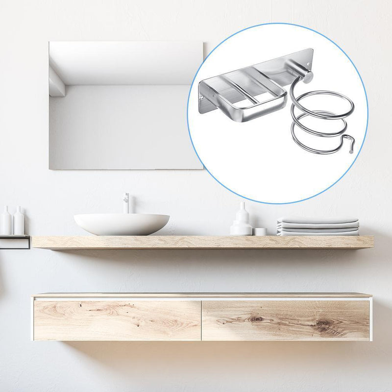 Wall Mounted Hair Dryer Storage Rack Bathroom Drier Blower Stand Hanger Holder