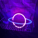 Elliptical Planet Shaped Sign Neon Lamp LED Dual Use Night Light Decor (C) Newly