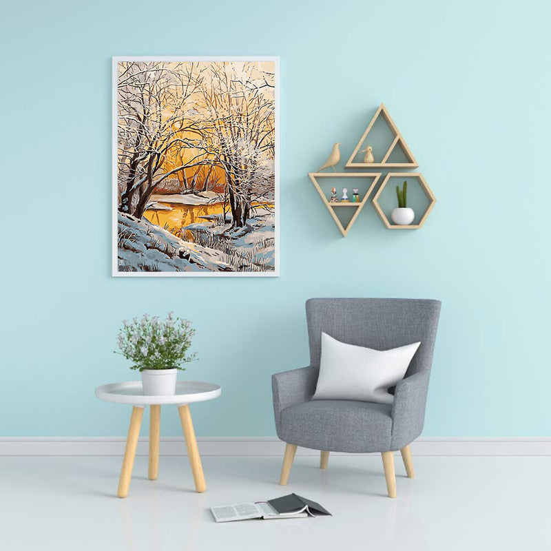 Snow Treetops Colouring Oil Canvas DIY Hand Painted Paint By Numbers Kit Artwork