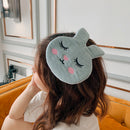 Cute Rabbit Hair Clips Hairpin Women Corduroy Wash Face Hairgrips (Blue)