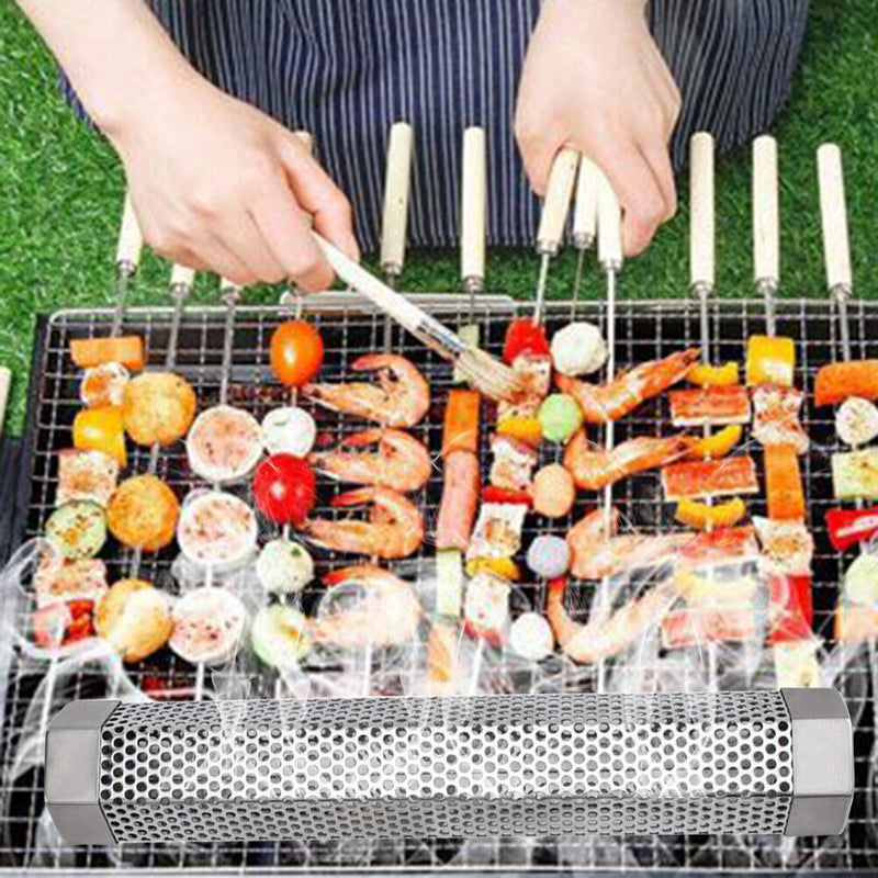 BBQ Wood Pellet Smoke Tube Grill Hot Cold Tuxedo Hexagonal Perforated Smoker