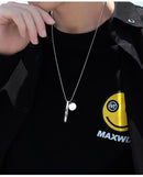 Fashion Jewelry Men Trendy Pendant Necklace Stainless Steel Chain Rectangle