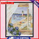 Deascape Part Cross Stitch 14CT Cotton Thread Printed Embroidery Set Decor