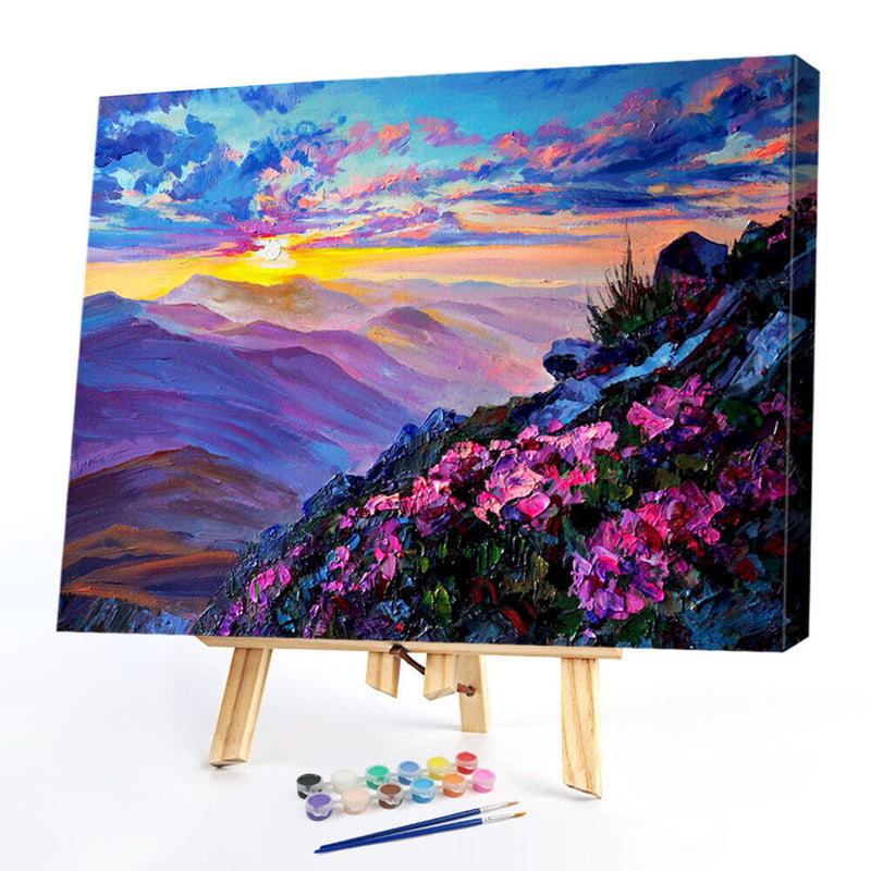 Morning Mountain Oil Paint By Number DIY Handpainted on Canvas Picture Unframed