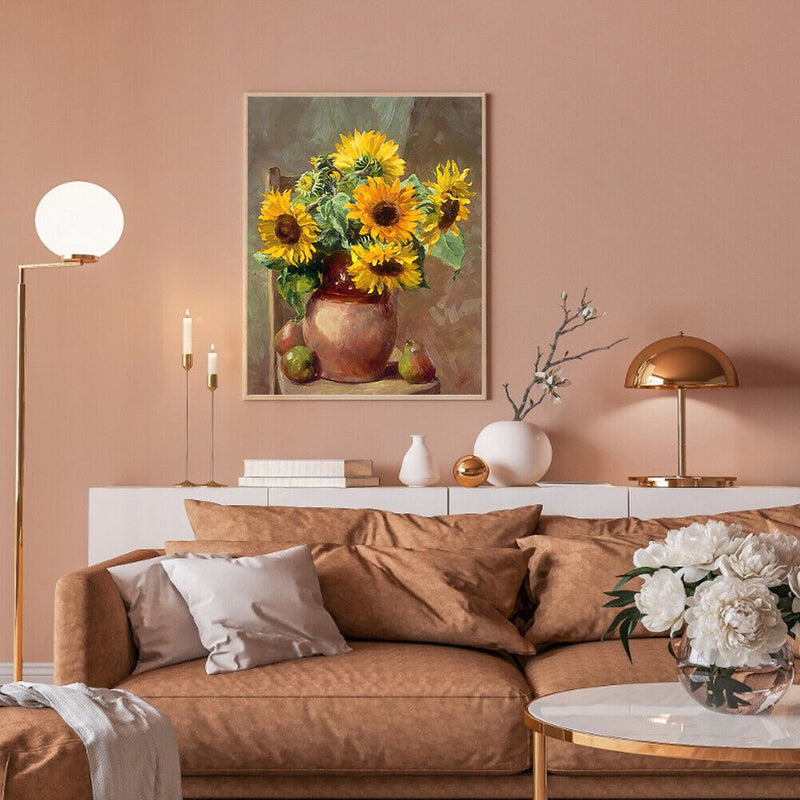 Sunflower Oil Paint By Numbers DIY Handpainted on Canvas Wall Art Picture Crafts