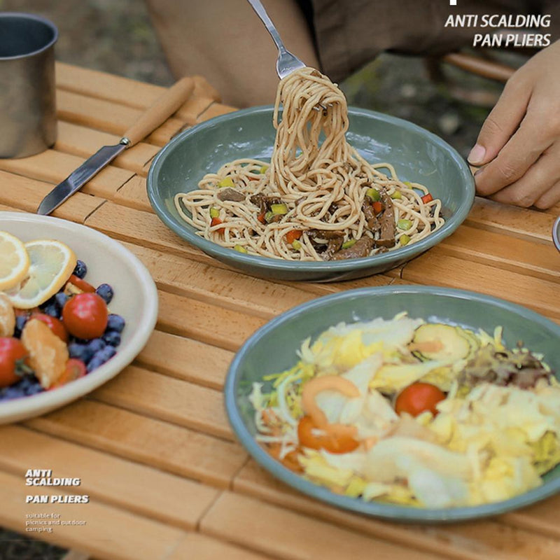 Camping Dinner Plates Enamel Outdoor Picnic BBQ Home Food Dish (Dark Green)