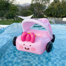 Kids Eco-friendly PVC Swimming Ring with Awning Side Wall Design (Pink)