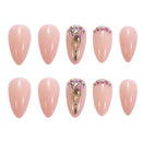 Jelly Gum Luxury Crystal False Nails Almond Ombre Ballerina Ballet Nail Tip
