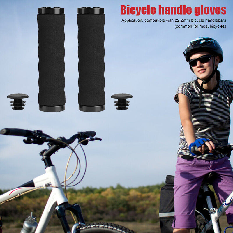 Bicycle Sponge Lock Handlebar Grips Soft Mountain Bike Handle Cover (Black)