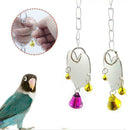 Pet Parrot Bird Heart Shape Mirror Toys Bell Swing Hanging D1C3 Cage M4A9