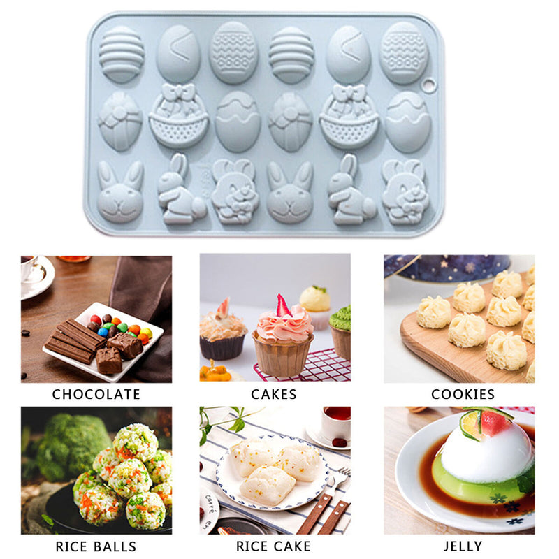 Fondant Moulds Easter Egg and Bunny - 18 Cavities DIY Fondant Cake Making Mol