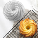 Silicone Cake Molds 6 inch Round Spiral Savoirin Pan Baking Tray (Blue B)