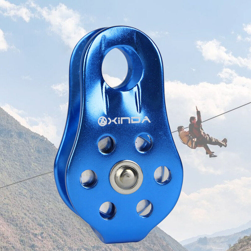 Rock Climbing Pulley Aluminum Bearing Lifting Fixed Rope Equipment (Blue) Newly